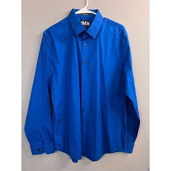 Express IMX Blue Men's Dress‎ Shirt Large 16-16 1\2 EUC - Picture 1 of 4